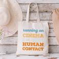 Running On Cinema Social Introvert Humor Vintage Canvas Tote Bag Running On Cinema Social Introvert Humor Vintage Canvas Tote Bag