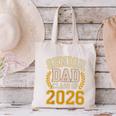 Senior Dad Class Of 2026 Purple Yellow Vintage Graduation Canvas Tote Bag