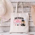 Senior Mom Class Of 2027 Cute Cat Graduation Pink Bows Girls Canvas Tote Bag