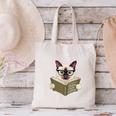 Siamese Cat Reading Book How To Train Your Human Humorous Canvas Tote Bag