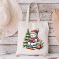 Snowman Reading Book Lovers Christmas Librarian Bookworm Canvas Tote Bag