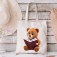 Teddy Bear Reading a Book Canvas Tote Bag