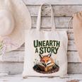 Unearth A Story Fox Reads a Book Canvas Tote Bag