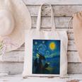 Van Gogh Starry Night Fantasy Reader Dragon Reading Book Canvas Tote Bag