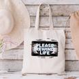 VHS Tape Rewind Glitch 90s Retro Nostalgia Please Rewind Canvas Tote Bag