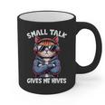 Anti Social Anxiety Mindfulness No Small Talk Introvert Cat Men Women Graphic Print Coffee Mug