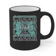 Cheer Dad Daddy Bow Sport Cheerleader Cheerleading Teal Blue Graphic Print Coffee Mug