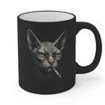Cigarette Smoking Sphynx Cat Meme Stupid For Dad Graphic Print Coffee Mug