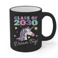 Girls Class Of 2030 Magical Unicorn Graduation Cap Graphic Print Coffee Mug