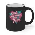 Girls Just Wanna Have Fun Retro 80s Nostalgia Night Out Graphic Print Coffee Mug