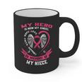 My Hero Is Now My Angel In Memory Of My Niece Breast Cancer Graphic Print Coffee Mug My Hero Is Now My Angel In Memory Of My Niece Breast Cancer Graphic Print Coffee Mug