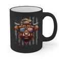 Highland Cow 4th July USA Flag Dad Father America Men Boys Graphic Print Coffee Mug