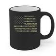 Husband Daddy Protector Hero Fathers Day Camo American Flag Graphic Print Coffee Mug