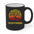 I'm Going Outside If Asked I'm Outstanding Dad Joke Graphic Print Coffee Mug