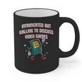 Introverted But Willing To Discuss Video Games Introvert Graphic Print Coffee Mug