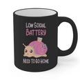 Low Social Battery Cute Snail With House Introvert Cozy Home Graphic Print Coffee Mug