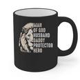 Man Of God Husband Daddy Protector Hero Lion Father's Day Graphic Print Coffee Mug
