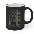 Mini Bernedoodle Dad Camo USA Flag DESIGN ON BACK Graphic Print Coffee Mug