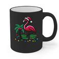 Nostalgia Holiday Tees -Adult Christmas Flamingo Small Short Sleeve Crew Neck Cotton Polyester Lightweight Ribbed Cuff Winter Graphic Print Coffee Mug