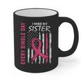 Pink In Memory Of Sister Breast Cancer Awareness Flag Graphic Print Coffee Mug