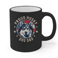 Proud Husky Dad American Flag Patriotic Husky Dad Graphic Print Coffee Mug