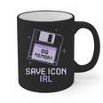Save Icon IRL Retro Tech Humor Floppy Disk 90s Nostalgia Graphic Print Coffee Mug