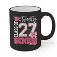 Senior 2027 Class Of 2027 Pink Coquette Bow Graduation Girl Graphic Print Coffee Mug