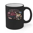 Senior Mom Class Of 2027 Cute Cat Graduation Pink Bows Girls Graphic Print Coffee Mug