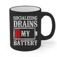 Socializing Drains My Battery Introvert Graphic Print Coffee Mug