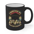 Survived My Wife's Master's Degree College Graduation Graphic Print Coffee Mug
