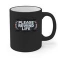 VHS Tape Rewind Glitch 90s Retro Nostalgia Please Rewind Graphic Print Coffee Mug
