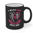 I Wear Pink In Memory Of Great Aunt Breast Cancer Shirts Tee Graphic Print Coffee Mug