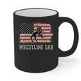 Wrestling Dad US Flag Fathers Day Retro Wrestling Fans Graphic Print Coffee Mug