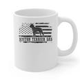Boston Terrier Dad Distressed American Flag Patriotic Dog Graphic Print Coffee Mug