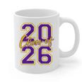 Class Of 2026 Graduation Varsity Purple Yellow On The Back Graphic Print Coffee Mug