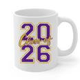 Class Of 2026 Graduation Varsity Purple And Yellow Letters Graphic Print Coffee Mug