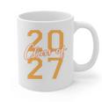 Class Of 2027 Graduation Varsity Orange On The Back Premium Tri-Blend Graphic Print Coffee Mug