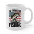 I'd Rather Be Fishing Bass Fish Dad Joke American Flag Graphic Print Coffee Mug