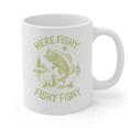 Men Here-Fishy Bass Fish Dad Fishing From Daughter Son Graphic Print Coffee Mug