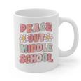 Peace Out Middle School Graduation Groovy Last Day Of School Graphic Print Coffee Mug