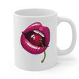 Rainbow Lips With a Cherry In The Mouth 80s Nostalgia Premium Tri-Blend Graphic Print Coffee Mug