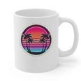 Retro 80s Synthwave Sunset & Palm Trees Retro Nostalgia 80s Graphic Print Coffee Mug