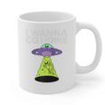 I Wanna Go Home Introvert UFO UAP Flying Saucer Trippy Alien Raglan Baseball Tee Graphic Print Coffee Mug