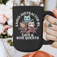 Cats Side Quest Distracted Tabletop Men Women Kids Dad Graphic Print Coffee Mug