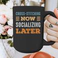 Cross-Stitching Now Minimal Socializing Introvert Vintage Graphic Print Coffee Mug Cross-Stitching Now Minimal Socializing Introvert Vintage Graphic Print Coffee Mug