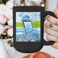 Frutiger Aero Aesthetic Tech Water Fishes Monitor Screen Graphic Print Coffee Mug