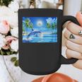 Frutiger Aero Dolphin Sunset Ocean With Palm Trees Y2k Graphic Print Coffee Mug
