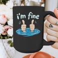 I'm Fine Drowning Thumbs Up Introvert Meme Humor Graphic Print Coffee Mug