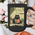 Vintage Japanese Cat Book Lovers Librarian Cat Dad Teacher Graphic Print Coffee Mug