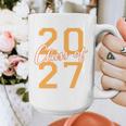 Class Of 2027 Graduation Varsity Orange On The Back Premium Tri-Blend Graphic Print Coffee Mug